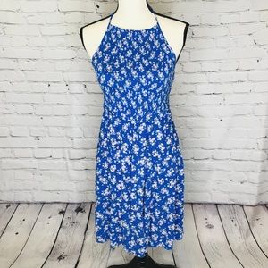 Blue floral halter dress